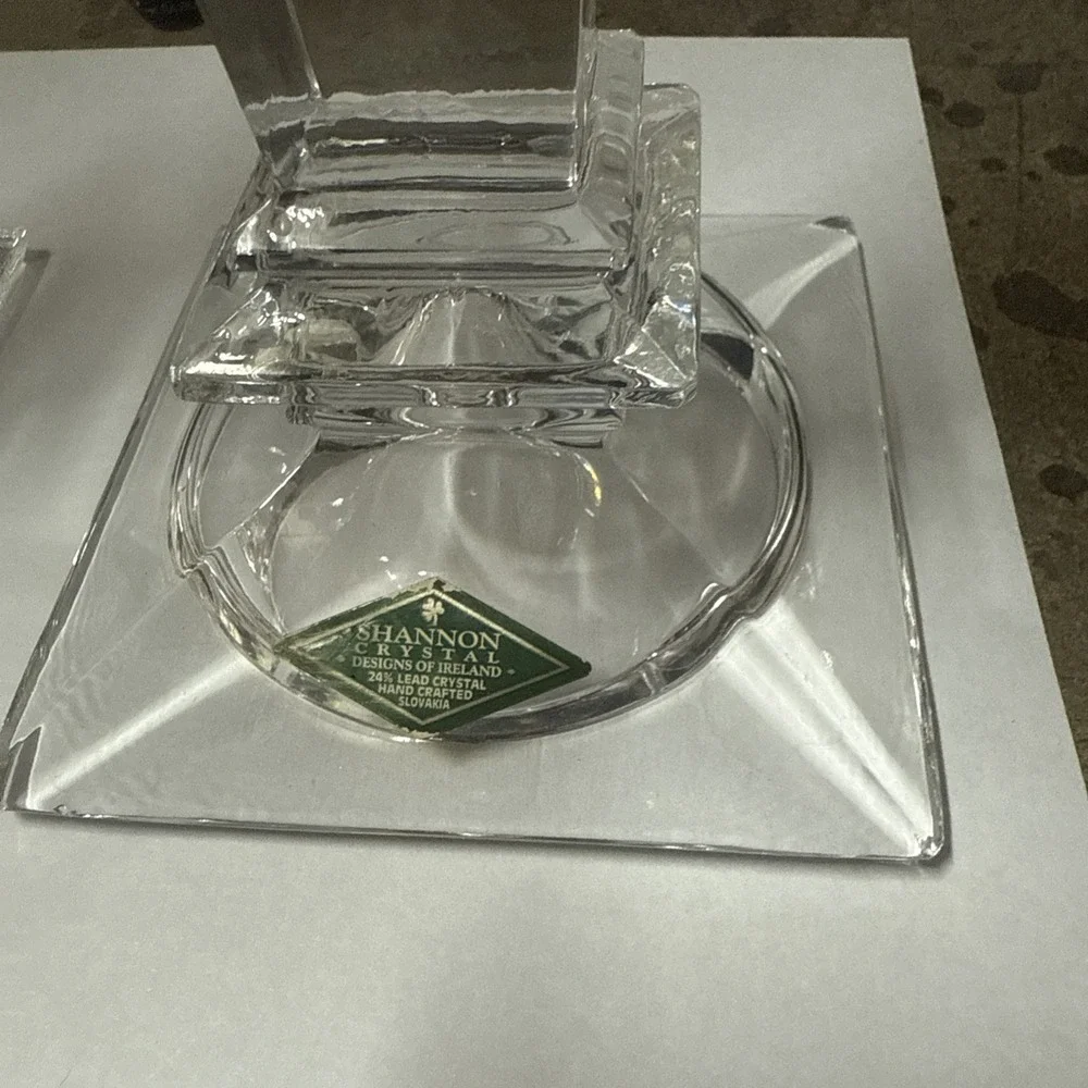 Shannon Crystal Candlesticks Candle Holder  10 inch VTG Slovakia. 24%. Lot Of 2